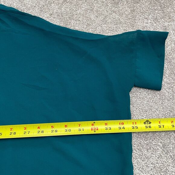 Forever 21 Oversized Cropped Sheer Shirt Womens Small Green Embroidered Casual - Picture 8 of 10